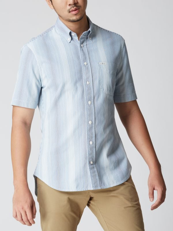BN Natural Blue Button Down Shirt Short Sleeve (Light Blue) - Image 3