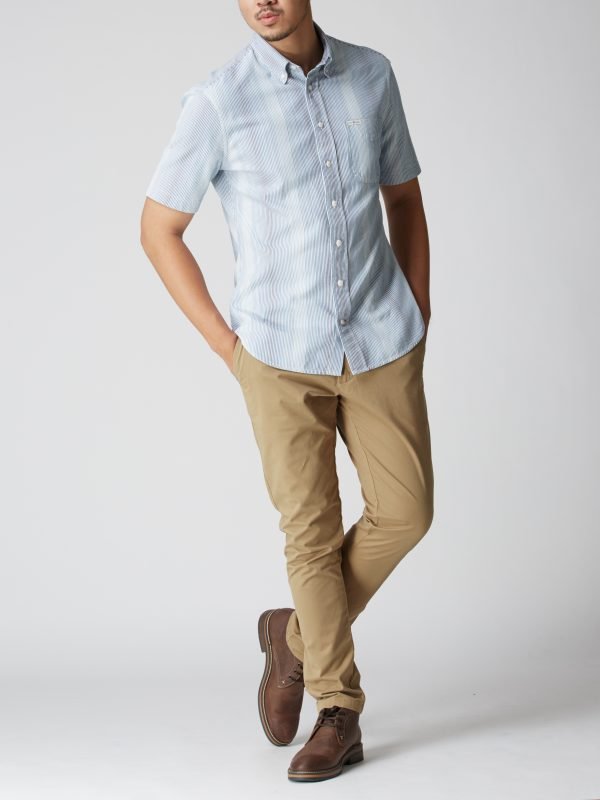 BN Natural Blue Button Down Shirt Short Sleeve (Light Blue) - Image 5