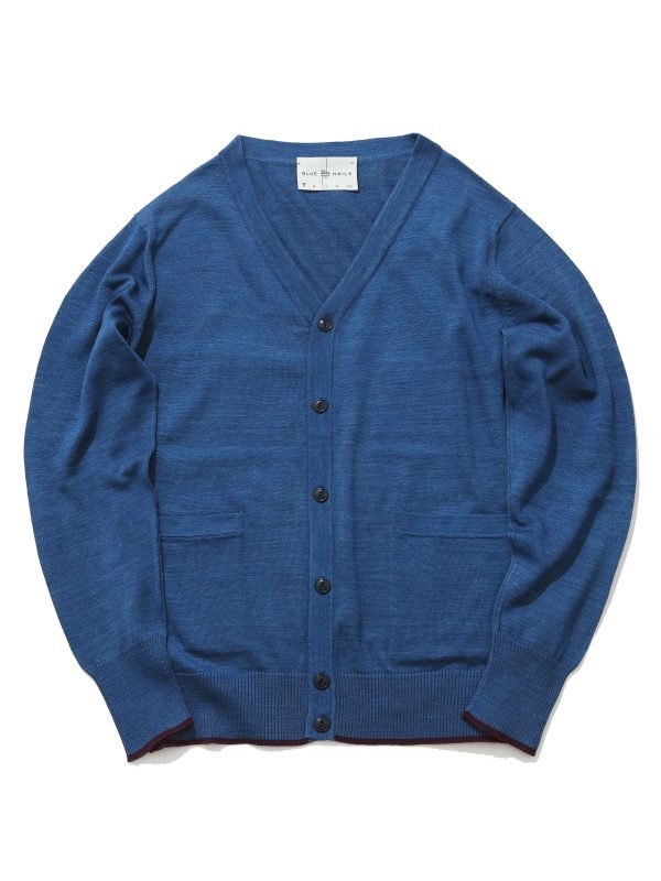 BN Natural Blue Fine Gauge Cardigan (Medium Blue)