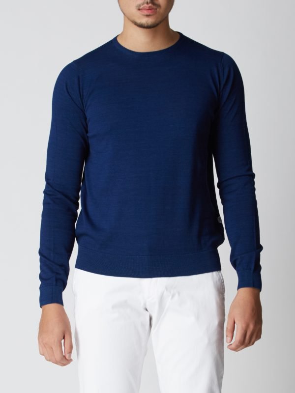 BN Natural Blue Crew Neck Fine Gauge Sweater Long Sleeve (Dark Blue) - Image 3