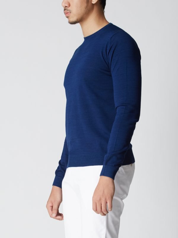BN Natural Blue Crew Neck Fine Gauge Sweater Long Sleeve (Dark Blue) - Image 4