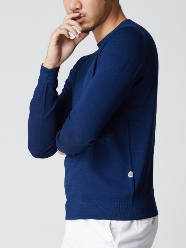BN Natural Blue Crew Neck Fine Gauge Sweater Long Sleeve (Dark Blue) - Image 5