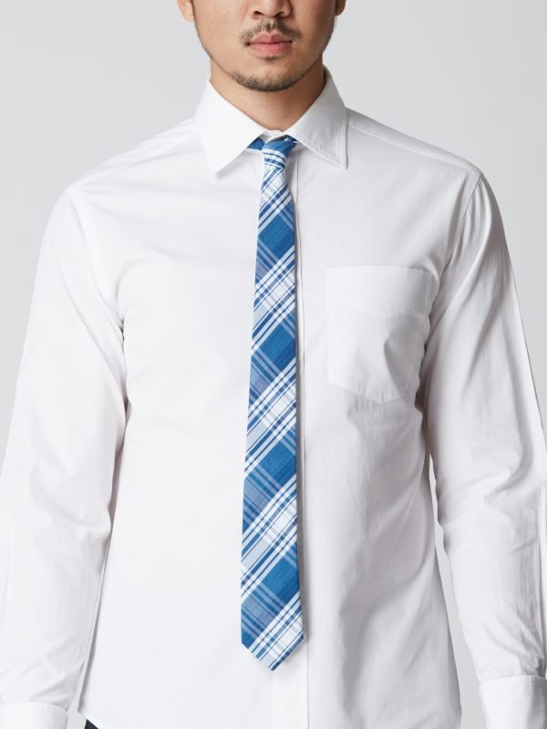 BN Natural Blue Check Necktie (Medium Blue) - Image 5