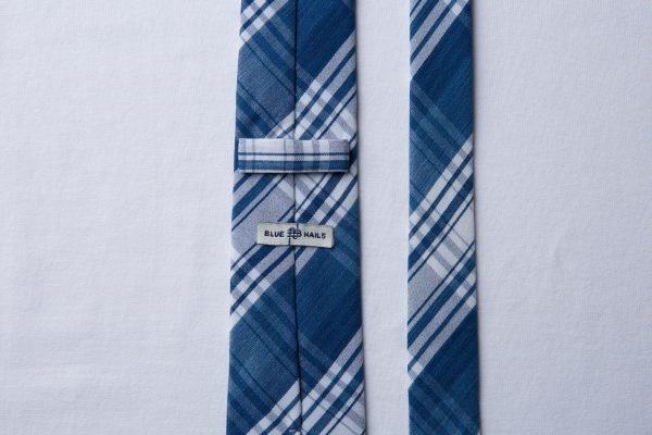 BN Natural Blue Check Necktie (Medium Blue) - Image 2