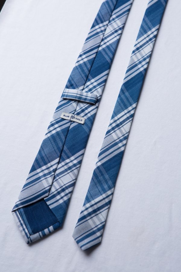 BN Natural Blue Check Necktie (Medium Blue)