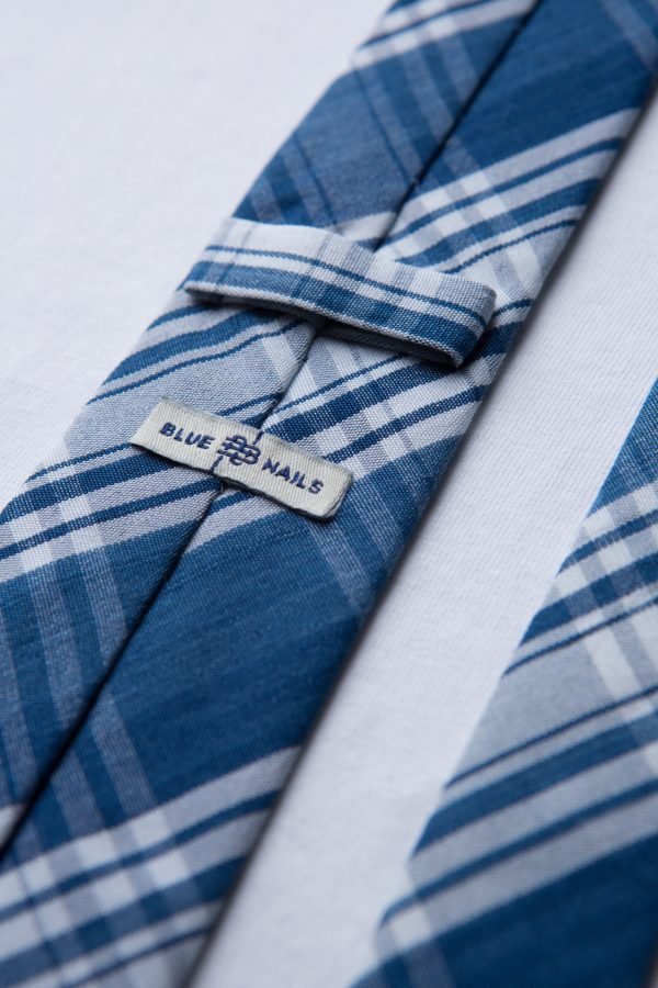 BN Natural Blue Check Necktie (Medium Blue) - Image 4